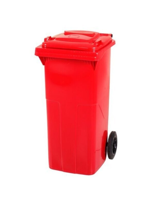 Raudonas 120 litrų konteineris PAVOJINGOMS atliekoms